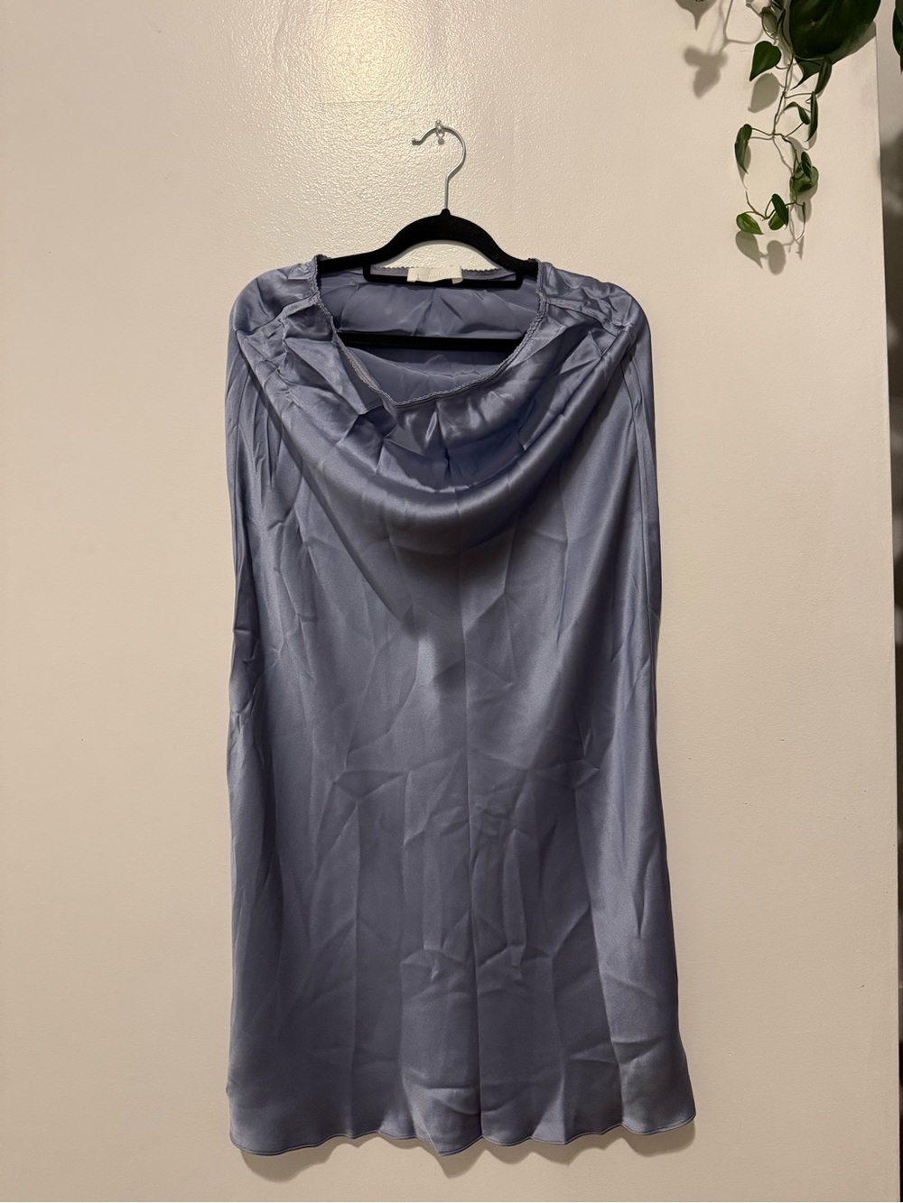 Sablyn Blue Silk Satin Midi Skirt
